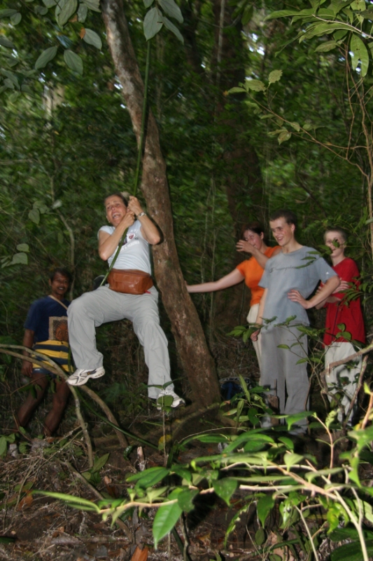 Penanjung nature reserve. Playing Tarzan on the vines, Java Pangandaran Indonesia 4.jpg - Indonesia Java Pangandaran. Penanjung nature reserve. Playing Tarzan on the vines
